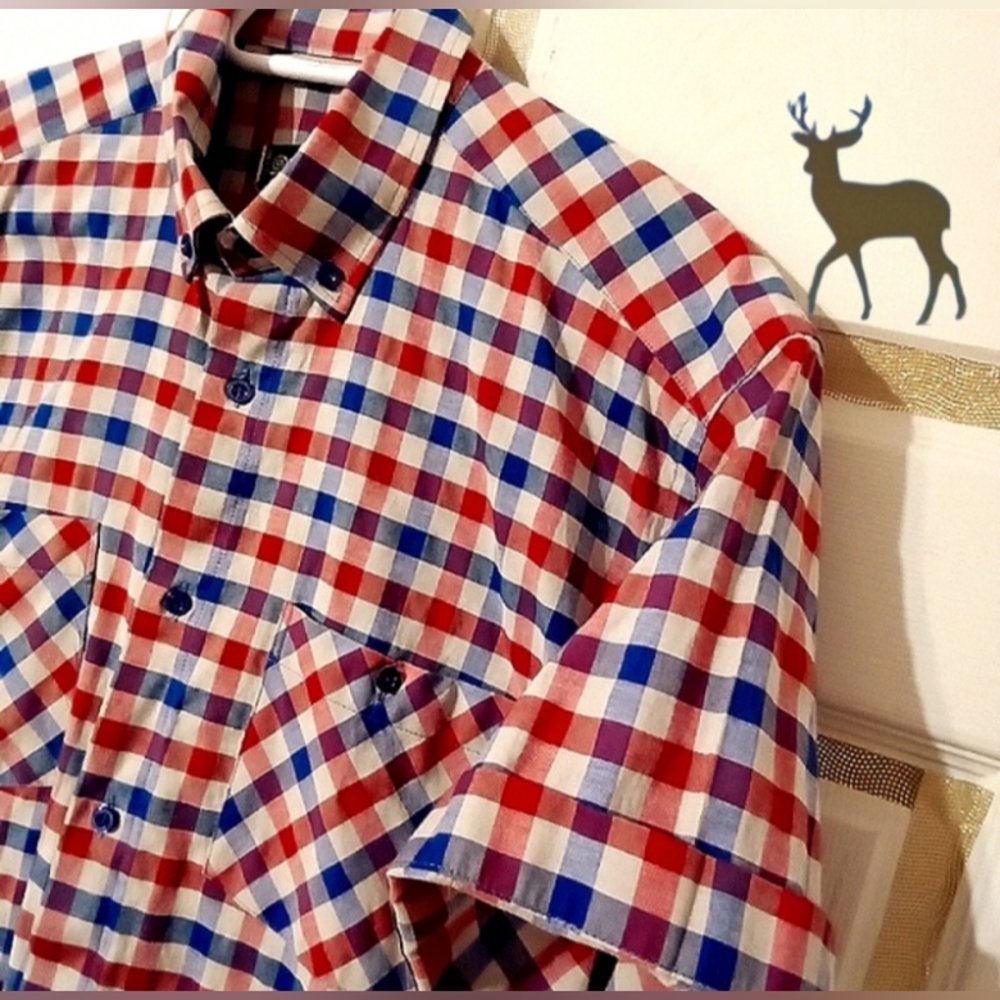 NEWOT💥Plaid Buttons Down Short Sleeve Shirt with 2 PocketsSz:M